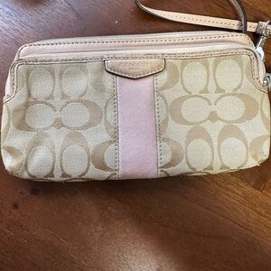 Coach Tan and Pink Women's clutch/wristlet